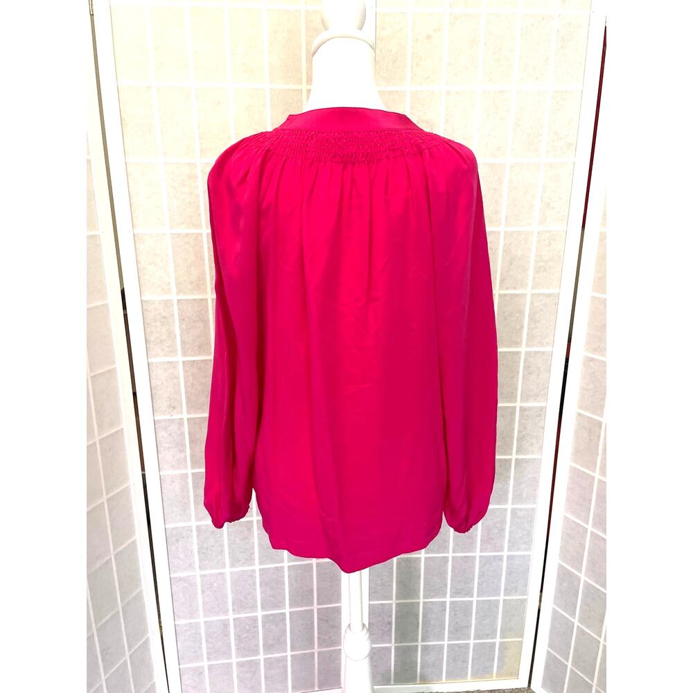 Lilly Pulitzer Elsa Silk Tunic Blouse Smocked Top M Coastal Preppy Luxury Boho - Picture 5 of 7